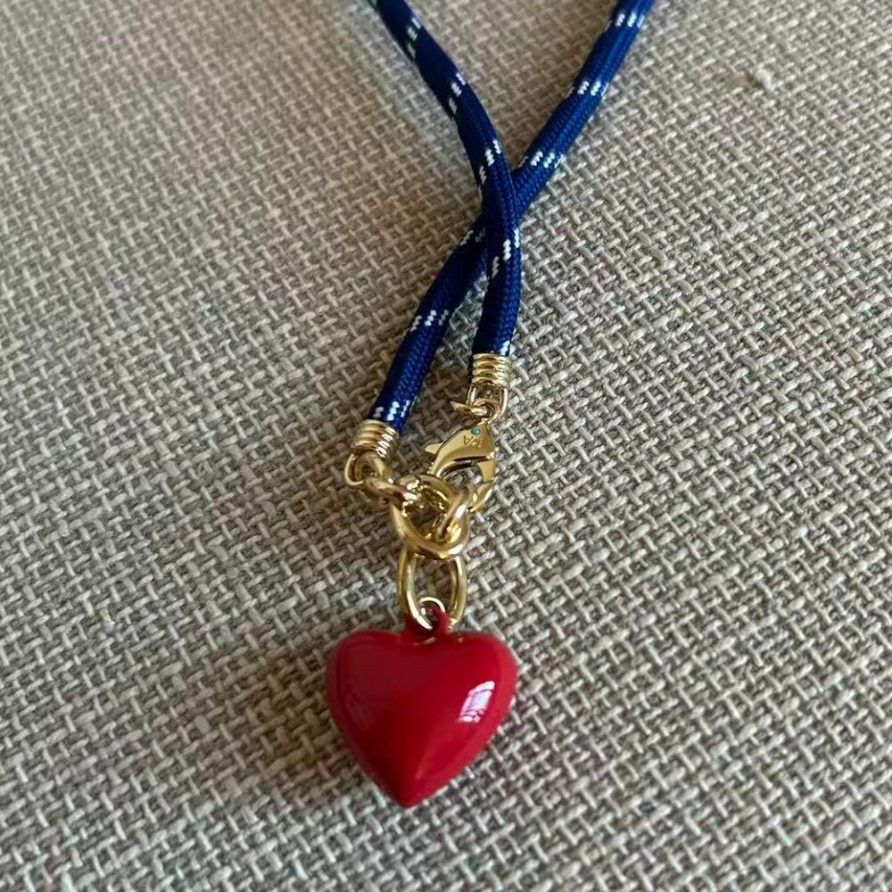 Roxanne Assoulin The Happy Cord Charm Necklace Navy/Red - Picture 4 of 4